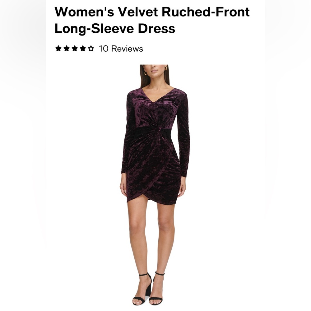 NWT Guess Double V Neck Plum Dress in Crushed Velvet